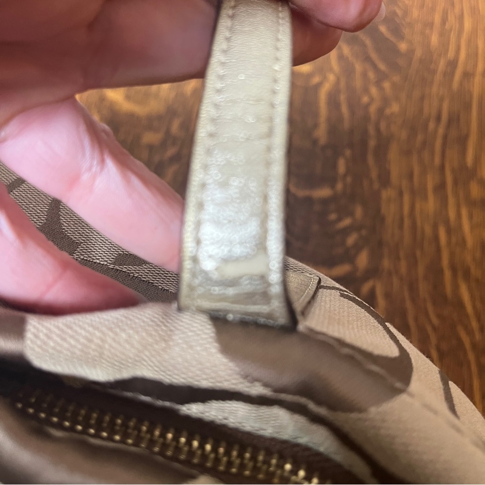 Coach Beige and Gold Signature Stripe Tote - Picture 10 of 11
